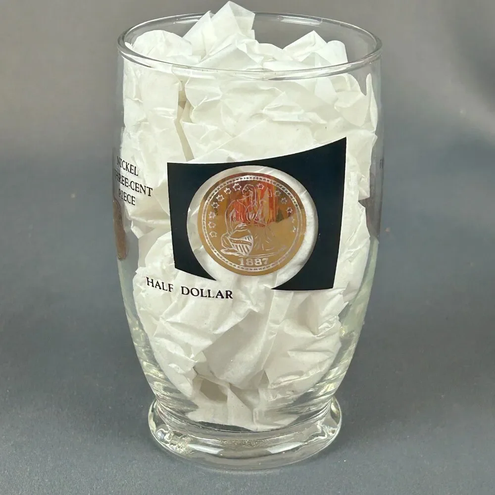 CERA Glasses Gold Black COINS by Bob Wallack MCM Tumbler Set of 6 NOS 1963